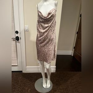 Satin leopard print slip dress